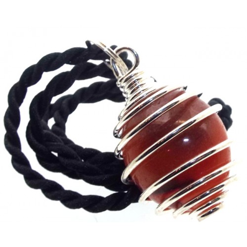 Carnelian Tumbled Gemstone Spiral Pendant